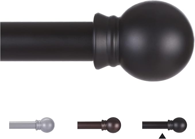 Thestoa Curtain Rods for Windows 31 or 46 Inch, 5/8" Diameter Black Curtain Rod Adjusts Length by Splicing, Suitable for Bedroom, Living Room,Kitchen,Farmhouse, Outdoor