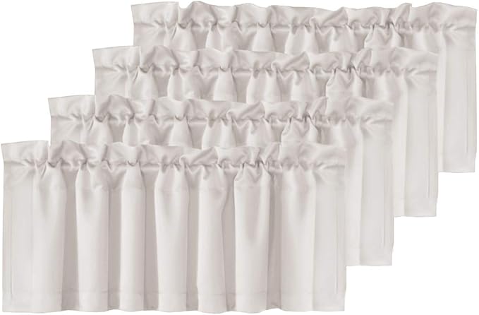 H.VERSAILTEX Blackout Curtain Valances for Windows,Kitchen Valance Curtains for Living Room/Bedroom/Bathroom Privacy Decorative Rod Pocket, 4 Panels 52" W x 18,Stone
