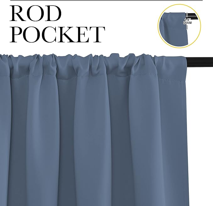NICETOWN RV Blackout Curtains for Camper Windows, Short Blackout Curtains & Drapes, Thermal Insulated Blackout Curtain Panels for Kids Room, Play Room (Stone Blue, 34" Wide by 30" Long, 2 PCs)