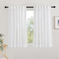 NICETOWN White Sheer Bathroom Curtains Window Treatments, Rod Pocket & Back Tab Semi Sheer Faux Linen Privacy with Light Filtering Drapes for Bedroom, W34 x L48, 2 Panels