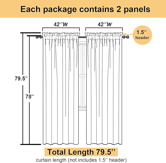 Lecloud Royal Blue Sheer Curtains 78 Inches Long 2 Panels Set, Privacy Light Filtering Drapes, Airy Solid Window Curtain with Rod Pocket for Living Room Bedroom Basement, Each Panel 42" W x 78" L