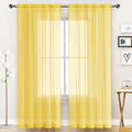 SpaceDresser Sheer Voile Window Treatment Rod Pocket Curtain Panels for Kitchen Bedroom Living Room Drapes Sunlight Filtering Privacy Semi Home Decor Assorted Colors Sizes (Yellow, 52 W x 54 L)