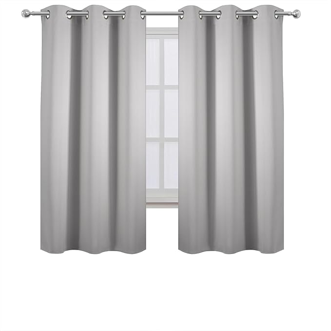LEMOMO Light Grey Blackout Curtains/38 x 54 Inch/Set of Two Panels Grommet Living Room Curtains