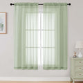 Light Green Sheer Curtains 63 Inch Length 2 Panels Set for Living Room Bedroom, Airy Soft Light Filtering Sheer Dining Room Curtains, Modern Rod Pocket Drapes, Light Green, Each 42" Wx63 L