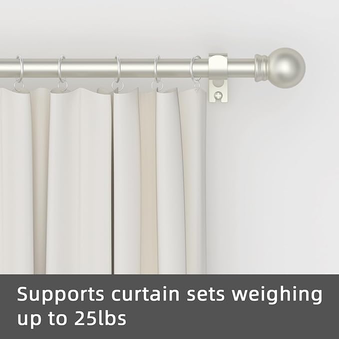 GXOACKJ Curtain Rods for windows 48 to 84-93 inch, 5/8 inch Decorative Nickel Splicing Heavy Duty Metal Curtain Rod set with Brackets