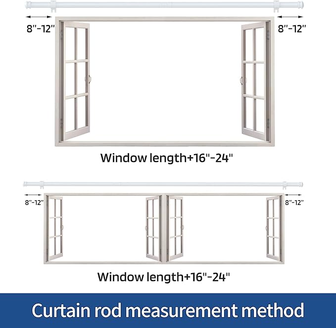 Curtain Rods 2 Pack 5/8 inch White Curtain Rods for Windows 30 to 88 Inch with Brackets Easy to Install for Bedroom Living room Kitchen