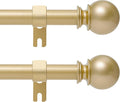 Gold Curtain Rod for Windows 48 to 84 or 88 Inch, 2 Pack 5/8 Inch Diameter Adjustable Curtain Rods With Brackets, Heavy Duty Easy to Install，Suitable for Bedrooms and Outdoor