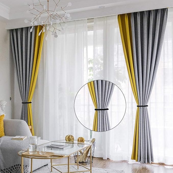 Curtain Tiebacks Ropes, 4pcs Decorative Handmade Tie Backs Curtain Holdbacks Holders Cord for Window Sheer Drapes Indoor Outdoor, Black