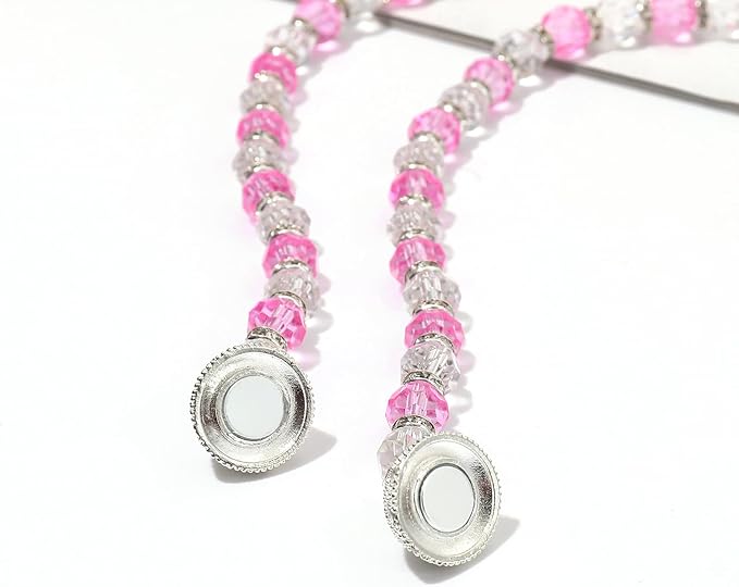 SUQ I OME 1 Pair of Luxury Crystal Beaded Magnetic Curtain Tieback and Holdback Curtain Clips Curtain Buckle Curtain Holder Blingbling Curtain Holdbacks for Drapes,Bright Pink