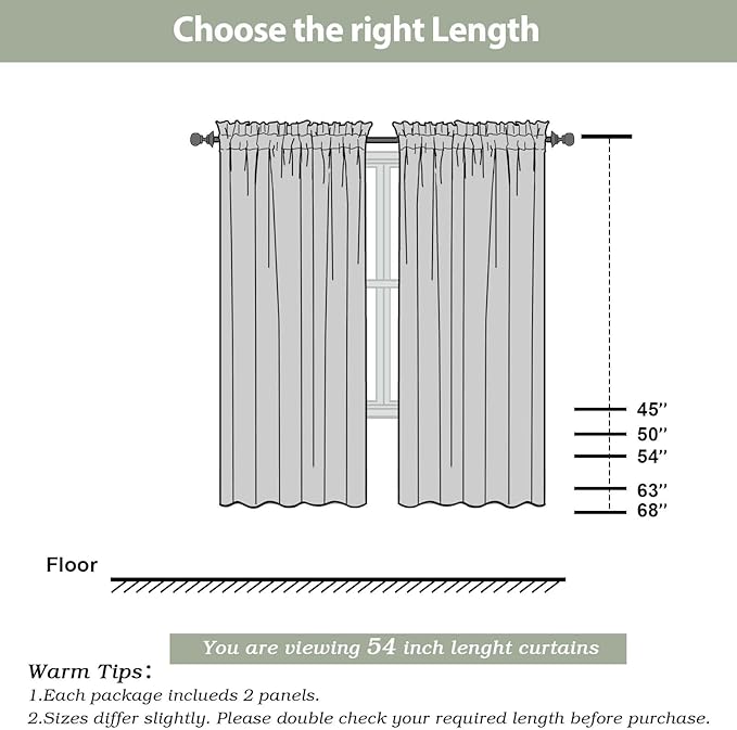 OWENIE Light Purple Sheer Curtains 54 Inch Length 2 Panels Set, Rod Pocket Voile Sheer Curtains & Drapes for Bedroom/Living Room, Soft Sheer Short Curtains for Windows, Total 84Wx54L inch, Lavender