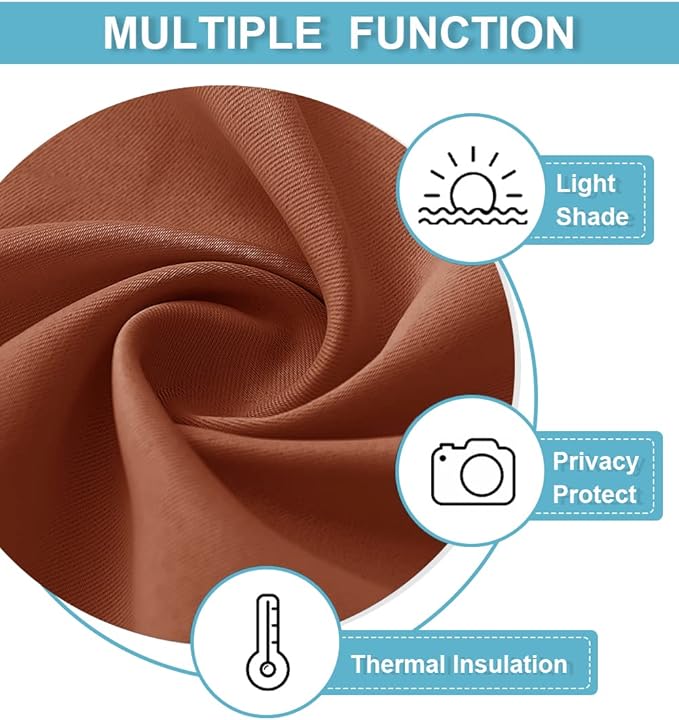 RYB HOME Short Burnt Orange Blackout Curtains for Small Bedroom Window, Insulating UV Blocking Drapes for Kitchen Cafe Basement, Privacy Tiers for Bathroom Window, Width 42 by Length 36, Set of 2