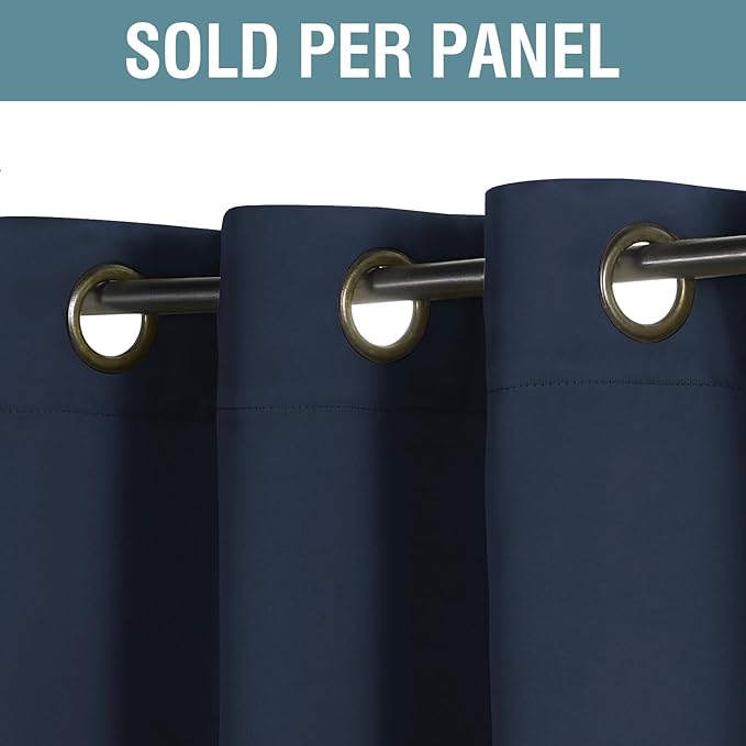 H.VERSAILTEX Ultra Thick and Soft Curtains Blackout for Bedroom Window Treatment Boys Girls Kids Bedroom Curtains Thermal Insulated Grommet Curtain Panels for Living Room - 52'W by 84'L, Navy, 1 Panel