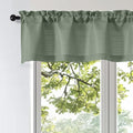 OWENIE Bob 1 PCS Green Valances for Windows, Faux Linen Textured Kitchen Window Curtains Valance for Bedroom Living Room, Modern Soft Airy Solid Rod Pocket Bathroom Cafe Curtain, 60Wx14L Inch