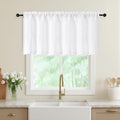 White Valances for Windows, Light Filtering Faux Linen Textured Small Short Valance Curtains for Bathroom Basement Farmhouse, Rod Pocket Top Half Curtains for Windows, 60Wx24L Inch