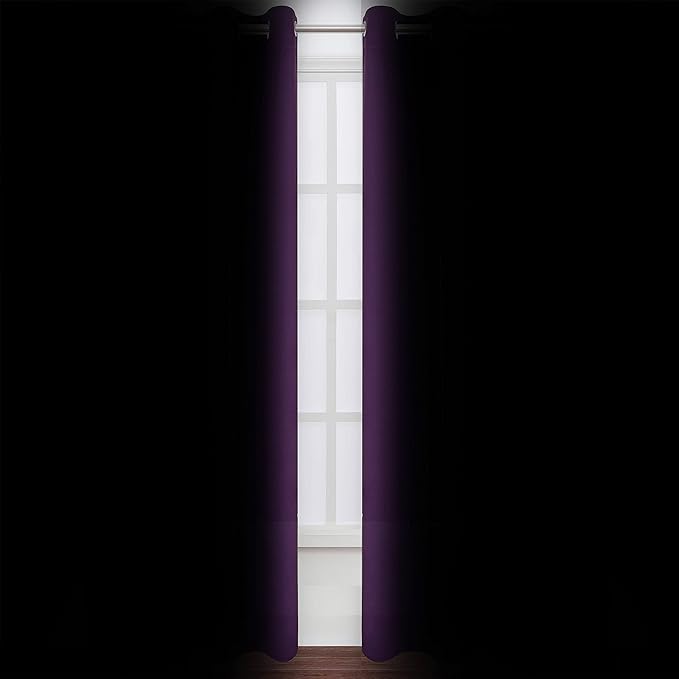 LEMOMO Purple Thermal Blackout Curtains/38 x 84 Inch/Set of 2 Panels Room Darkening Curtains for Bedroom