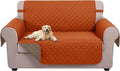 U-NICE HOME Loveseat Sofa Cover Reversible Couch Cover for Dogs with Elastic Straps Water Resistant Furniture Protector for Pets Couch Cover for 2 Cushion Couch (Loveseat, Orange/Taupe)