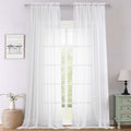 Lecloud White Sheer Curtains 120 Inches Long 2 Panels, Extra Wide Farmhouse Elegant Light Filtering Window Curtains, Solid Airy Voile Sheer Curtain for Living Room Bedroom Big Windows, 59" W x 120" L