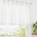 jinchan Valance Curtains for Windows 16 Inch Colorful Mini Pom-Pom Country Farmhouse Kitchen Valance Semi Sheer Voile Samll Window Treatment for Bedroom Living Room Rod Pocket 1 Panel Linen Whisper