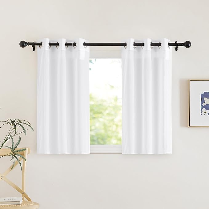 NICETOWN Kitchen Curtains 36 inches Long, Grommet Voile Sheer with Light Filtering Window Treatments Elegant Lightweight Drapes for Nursery/Bathroom, W30 x L36, 2 Panels