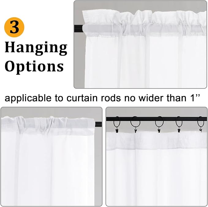 Gwine White Sheer Curtains 120 Inches Long 2 Panels Set, Extra Long Sheer White Curtains for Living Room Bedroom, Farmhouse Filmy Soft Rod Pocket Curtain, 59 Wx120 L Inch, 2 PCS, 10ft