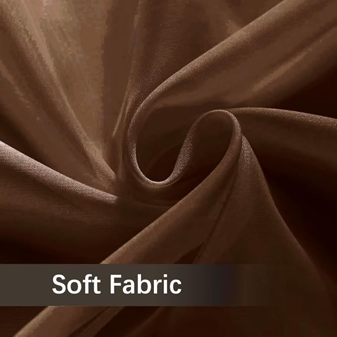 youleyar Solid Sheer Rod Pocket Curtain Voile Draperies 2 Panels White Beige Black Grey Coffee 52 Inch Width 84 Inch Long 1 Pair for Kitchen Bedroom Children Living Room Yard (Brown,52Wｘ84L)