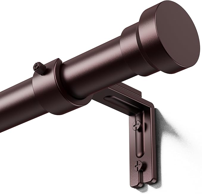 YaFex Curtain Rods 32-118 Inch, Heavy Duty 1 Inch Adjustable Curtain Rod for Windows, Bronze Long Window Treatment Rods, Modern Design, Easy Installation