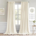 MIULEE Birch Back Tab Blackout Curtain 96 Inch Long 2 Panels Set for Bedroom, Rod Pocket/Pinch Pleat Thermal Insulated Living Room Darkening Pleated Light Blocking Floor to Ceiling Drape