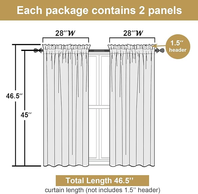 Lecloud Leia Navy Blue Sheer Curtains 45 Inch Length 2 Pcs, Dual Rod Pocket Jacquard Leaf Textured Window Curtains for Bedroom, Elegant Home Decor Drapes for Living Room, Each Panel 28" W x 45" L