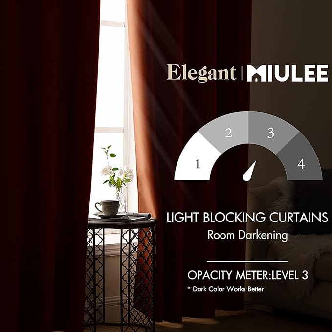 MIULEE 96" Long Room Darkening Curtains Thermal Insulated Drapes Solid Window Treatment Set Grommet Top Light Blocking Blackout Curtain for Fall Living Room/Bedroom 2 Panels Orange