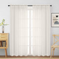 Ivory Sheer Curtains for Window 72 inches Long 2 Panels Set, Soft Airy Modern Light Filtering Sheer Curtains for Living Room Bedroom, Dual Rod Pocket Solid Window Drapes, 2x42Wx72L inches