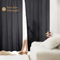 HOMEIDEAS Halloween Non-See-Through Black Privacy Sheer Curtains, 52 X 96 Inches Long 2 Panels Sheer Curtains Light Filtering Window Drapes for Bedroom Living Room