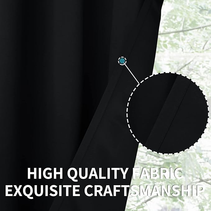 BGment Blackout Curtains for Bedroom - Grommet Thermal Insulated Room Darkening Curtains for Living Room, Set of 2 Panels, Each 46 x 72 Inch, Black