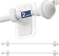 ENJOYBASICS 2 Pack No Drill Curtain Rods for Window 28 to 60 Inches, 5/8 Inch Diameter Renter Friendly Drapery Rod with Adhesive Brackets without Drilling, Adjustable from 27 to 65 Inches, White