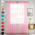 youleyar Solid Sheer Rod Pocket Curtain Voile Draperies 2 Panels White Beige Black Grey Coffee 52 Inch Width 72 Inch Long 1 Pair for Kitchen Bedroom Children Living Room Yard(Light Pink,52Wｘ72L)