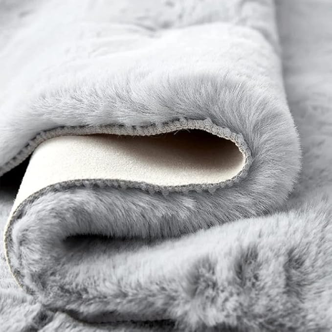 ORINOVA Grey Runner Fuzzy Rug for Bedroom Washable Fluffy Nursery Rugs for Living Room Cute Room 2x4 Rug