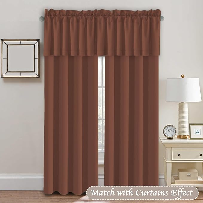 H.VERSAILTEX 4 Panels Blackout Valances for Small Windows Thermal Insulated Short Curtains Privacy Decorative Rod Pocket Shade for Kitchen/Living Room/Cafe/Laundry,52" W x 18" L,Washed Spice