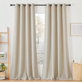 NICETOWN Living Room Curtains Linen Blend 96 inches Long, Grommet Semi Sheer Privacy Assured with Light Filtering Semi Sheer Drapes for Bedroom/Living Room, Taupe, W52 x L96, 2 Panels