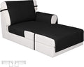 Easy-Going Reversible Chaise Lounge Couch Cover Water Resistant Sofa Cover Sectional L Shaped Sofa Slipcover with Adjustable Straps Furniture Protector for Dogs (115X34 in, Black/Black)