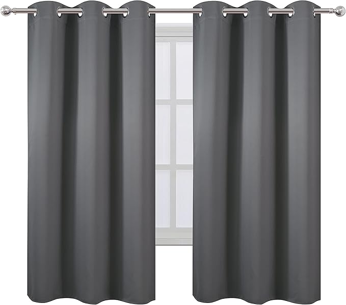 LEMOMO Frost Grey Blackout Curtains 40 x 63 Inch Length/Set of 2 Curtain Panels/Thermal Insulated Room Darkening Blackout Curtains for Bedroom