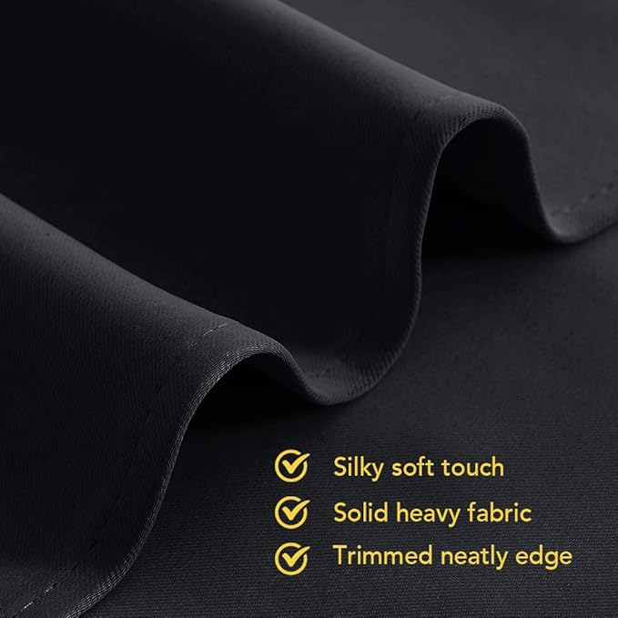 NICETOWN Bathroom Blackout Curtains and Drapes, Black Solid Thermal Insulated Grommet Blackout Drapery Panels for Window (2 Panels, 70 inches Wide by 54 inches Long, Black)