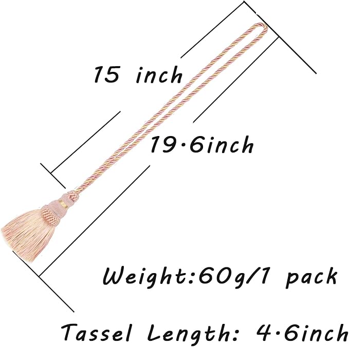 Fenghuangwu 2 Pack Curtain Tie Backs Rope Tassels for Curtains Drape tiebacks Handmade Outdoor Home and Outdoor Decorative (Mix Pink, 2p)