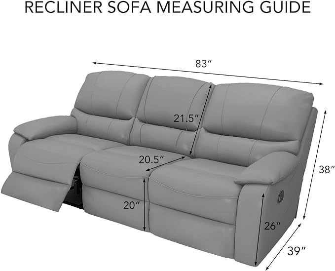 PureFit Super Stretch 3 Seats Recliner Sofa Couch Cover with Pocket – Non Slip Soft Sofa Slipcover, Washable Spandex Reclining Furniture Protector for Kids, Pets (Recliner Sofa, Gray)