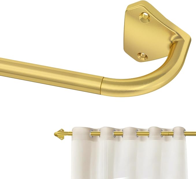 GXOACKJ Gold Curtain Rods for Windows 66 to 120 inch, 5/8 inch Adjustable Wrap Around Blackout Curtain Rods for Bedroom & Outdoor