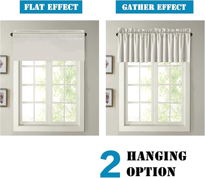 H.VERSAILTEX 2 Panels Blackout Valances for Small Windows Thermal Insulated Short Curtains Privacy Decorative Rod Pocket Shade for Kitchen/Living Room/Cafe/Bathroom/Laundry,52" W x 18" L,Pale Oak