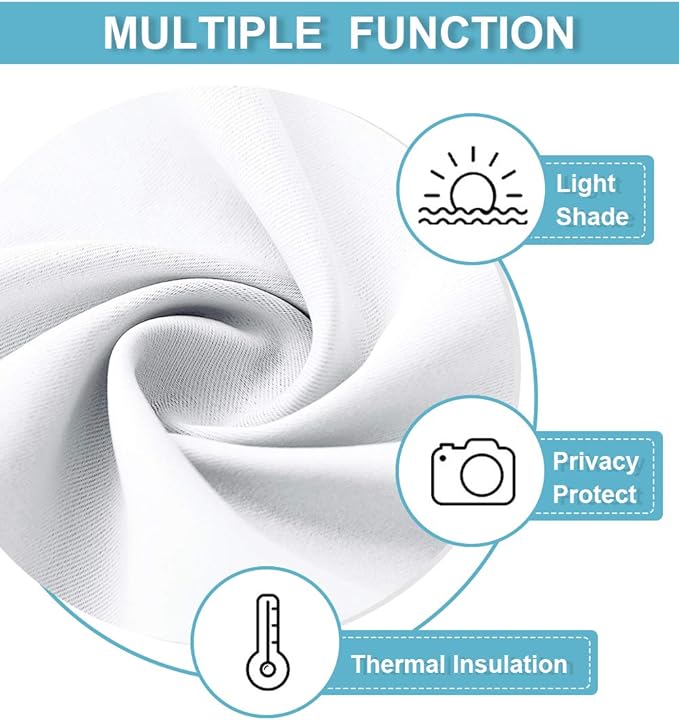 RYB HOME Short Curtains for Bedroom, Room Darkening Insulated Summer Heat Light UV Blocking Energy Saving Drapes for Nursery, Width 34 by Length 45, Pure White, Set of 2