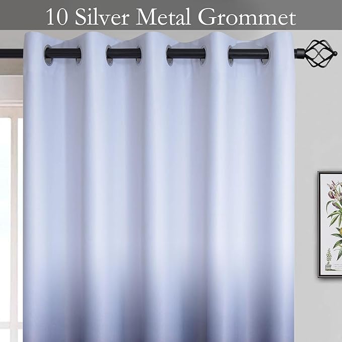 SimpleHome Gradient Color Ombre Room Darkening Curtains Blackout Black Thermal Insulated Grommet Panels Grommet Window Drapes for Living Room/Bedroom, Black,62x84 inches