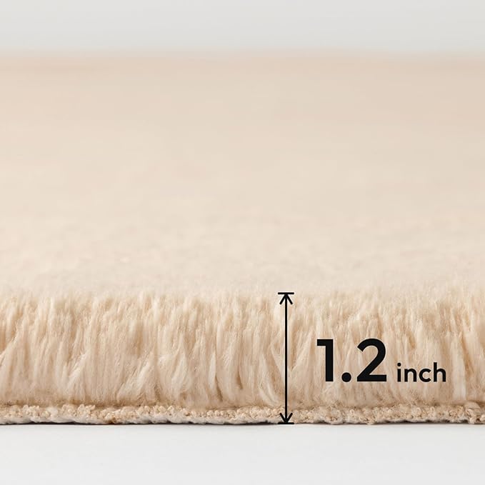 Ashler Faux Fur Rug, Upgraded Soft Faux Rabbit Fur, Beige Area Rugs, 2 x 6 Feet, Machine Washable Nursery Decor Throw Rugs for Bedroom, Kids Room, Living Room