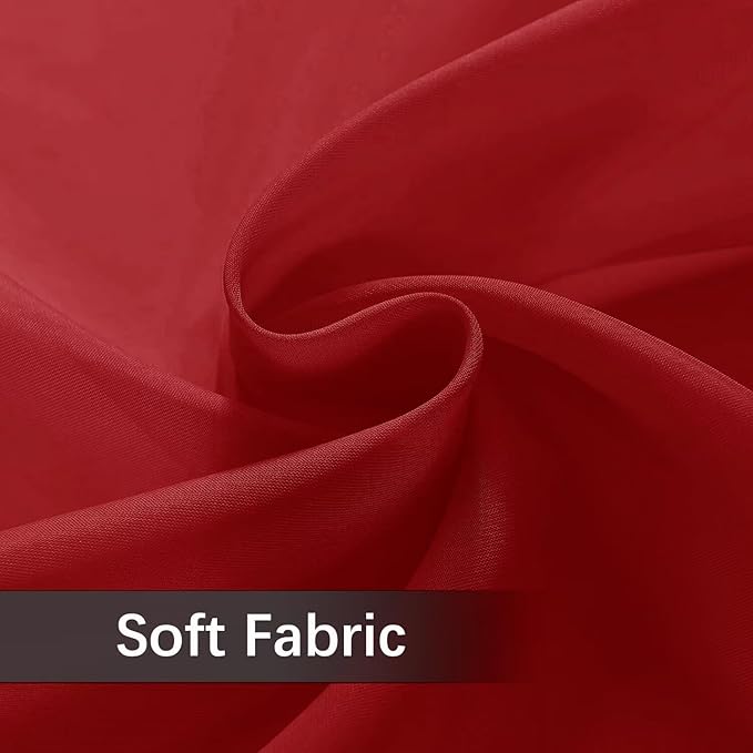 youleyar Solid Sheer Rod Pocket Curtain Voile Draperies 4 Panels White Beige Black Grey Ivory 52 Inch Width 96 Inch Long 1 Pair for Kitchen Bedroom Children Living Room Yard(Christmas Red,52 Wｘ96 L)