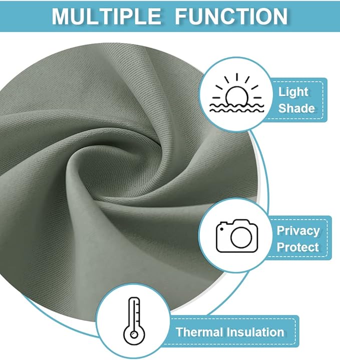 RYB HOME Dorm Curtains Room Darkening, 45 inch Length Privacy Window Treatment Thermal Insulated Covers for Shortage Room Studio Nursery, W42 x L45 inch, 2 Panels, Sea Green