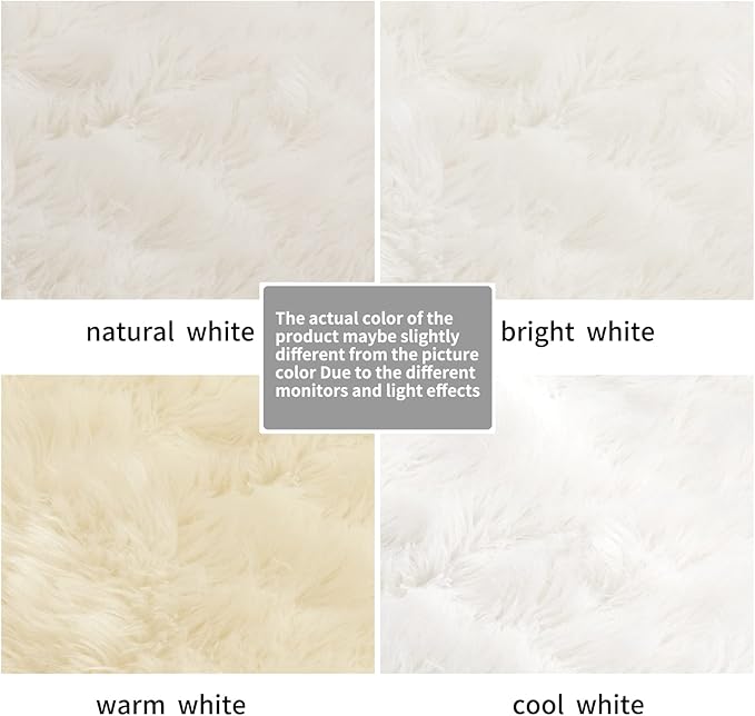 Faux Fur Rug for Bedroom, Fluffy Runner Rugs Soft Sheepskin Rug Sofa Couch Seat Cushion, 2x6ft White Plush Area Rug Shag Rugs Floor Carpets for Nursery Bedside, Cute Shaggy Fuzzy Home Decor